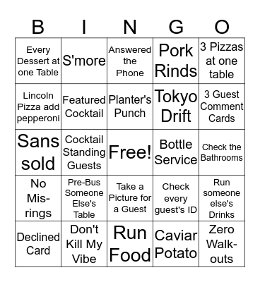 Sunday Bingo at Lincoln Social Bingo Card