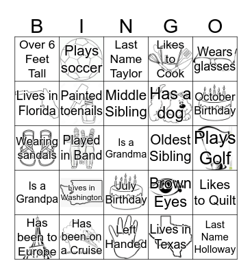 Family Bingo Card