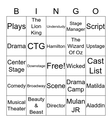 Theater Bingo Card