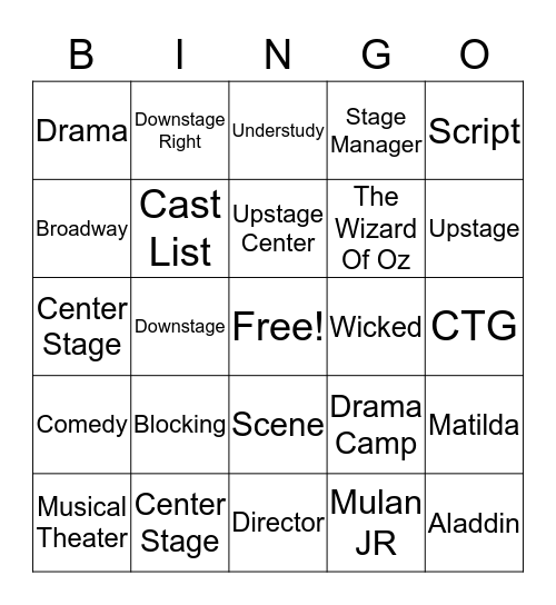 Theater Bingo Card