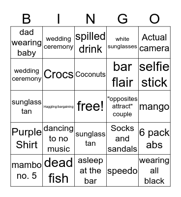 Bahamas Bingo Card