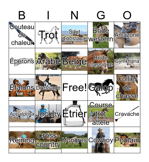 Bingo du cheval Bingo Card
