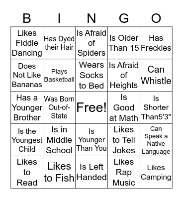 Ice Breaker Bingo  Bingo Card