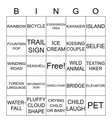 DESTINATIONS Bingo Card