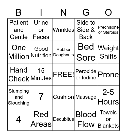 Bed Sore Bingo! Bingo Card