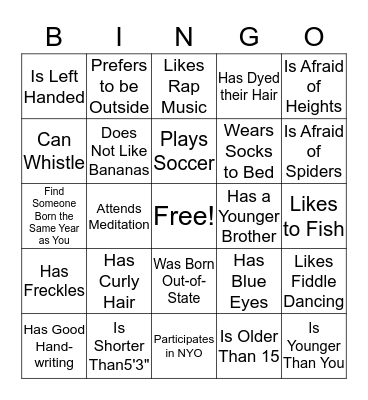 Ice Breaker Bingo  Bingo Card