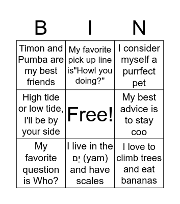 Unit 3 - Animals  Bingo Card