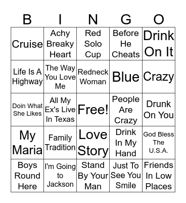 COUNTRY Bingo Card
