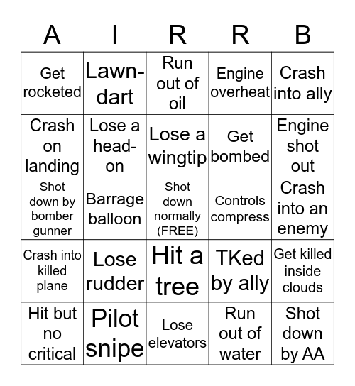 Air RB bingo Card