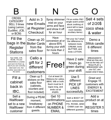 Bath & Body Works Bingo! Bingo Card