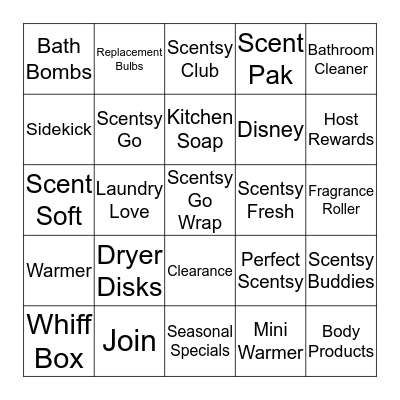 Scentsy Bingo Card