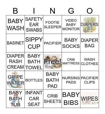 NARE'S BABY  SHOWER Bingo Card