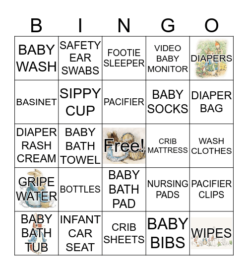 NARE'S BABY  SHOWER Bingo Card