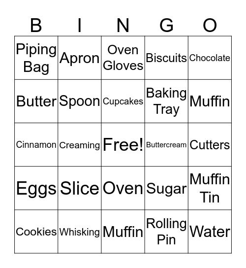 Baking Bingo Card