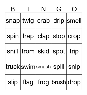 Initial Consonants Bingo Card