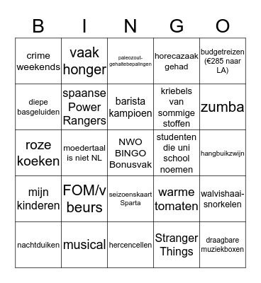 Nieuwe Medewerkers BINGO Card