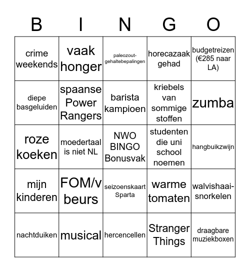 Nieuwe Medewerkers BINGO Card