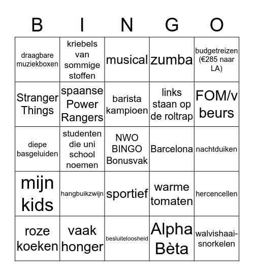 NIEUWE MEDEWERKERS ENW Bingo Card