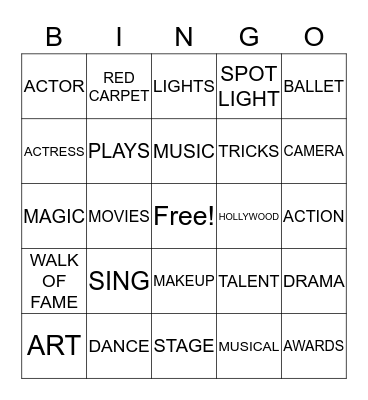 TALENT  Bingo Card