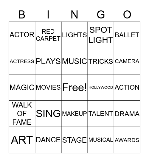 TALENT  Bingo Card