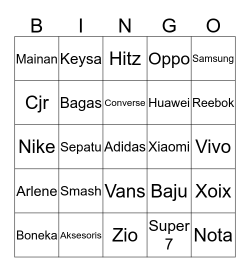 Laras's Bingo Card