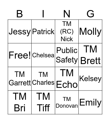 UB Staff BINGO Card