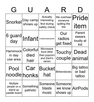 DAR Bingo Card