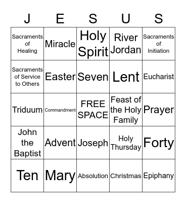 Religious Bingo Card