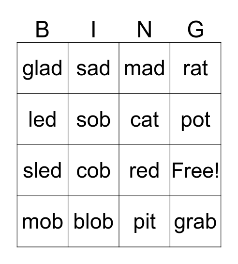 Word Study with Miss M (7/12) Bingo Card