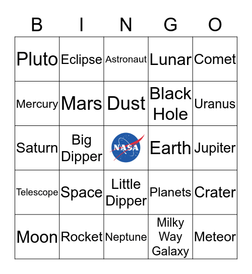 Space Bingo  Bingo Card