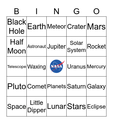 Space Bingo  Bingo Card