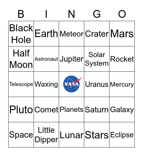 Space Bingo  Bingo Card