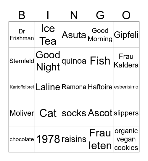 Mami 60 Birthday Bingo Card