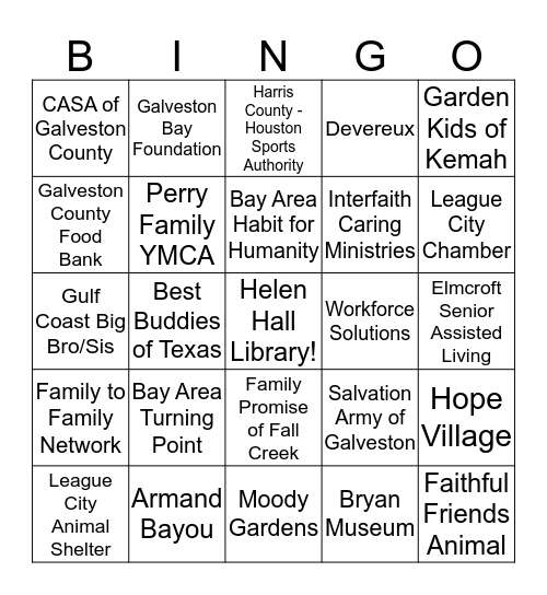 Helen Hall Library Volunteer Bazaar  Bingo Card