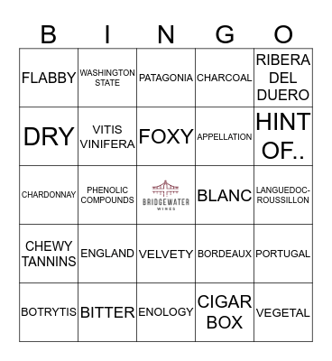 Wine Bingo Card