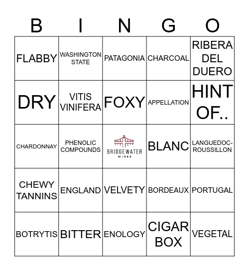 Wine Bingo Card