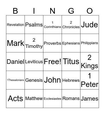 The Bible Bingo Card