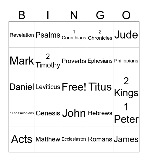 The Bible Bingo Card