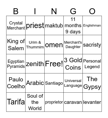 The Alchemist Bingo Card