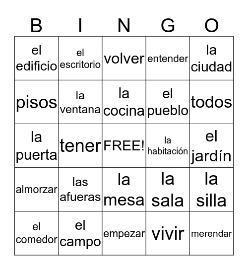 Capítulo 5 Bingo Card