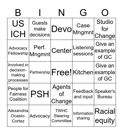 Guest Collaboration Bingo Card