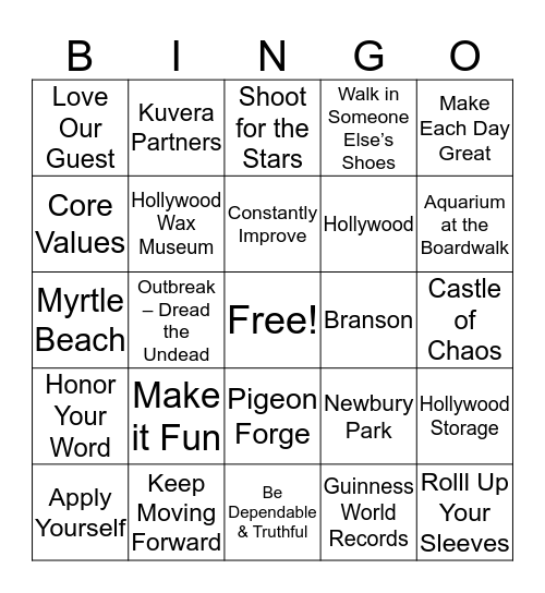 Kuvera Fun Committee Bingo Card