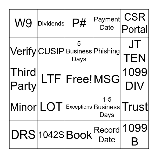 Broadridge Bingo wk2 Bingo Card