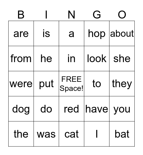 Red Word Bingo Card