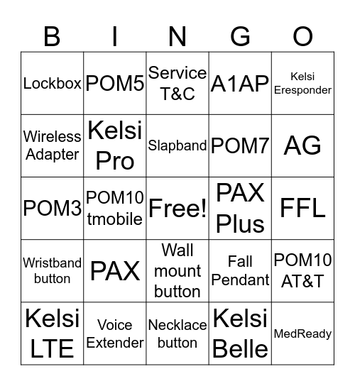 Alert1 Bingo Card