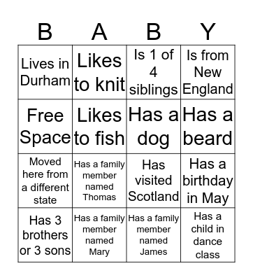 Glenn Family Bingo Card