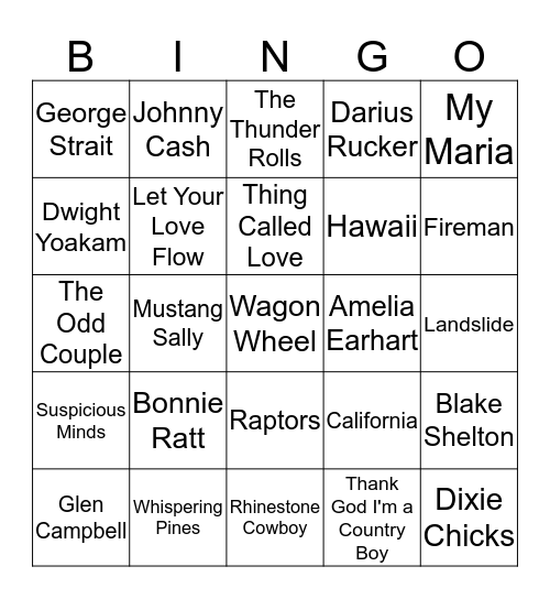 Game 9 July 2019 Bingo Card