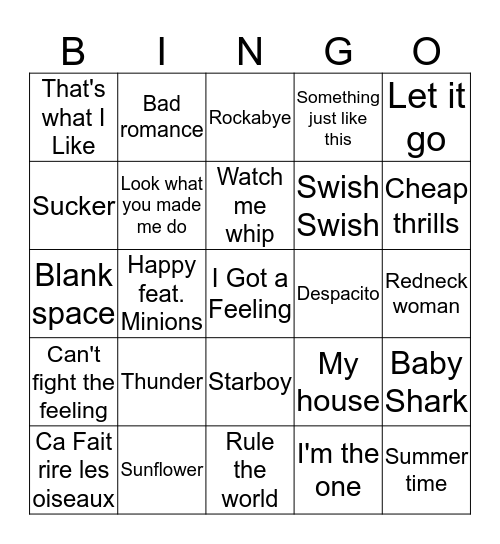 Wacky Bingo Card