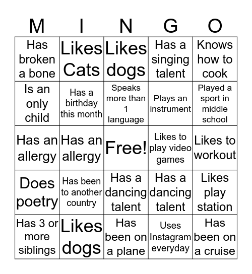 Bingo Card