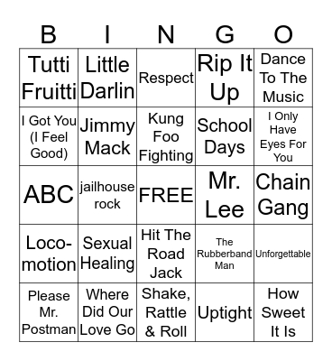 Oldies Bingo Card